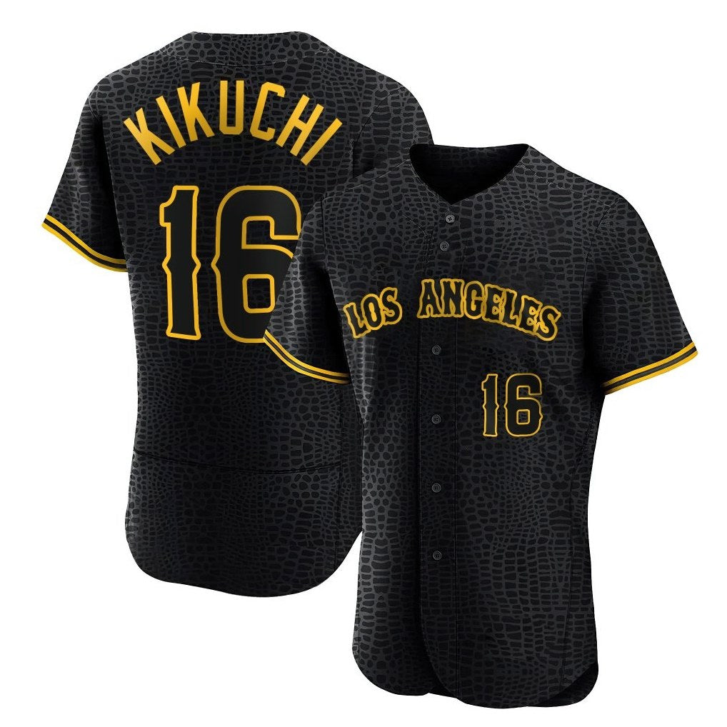 Los Angeles Angels #16 Yusei Kikuchi Player Black HOLBERT Snake Skin City Limited Elite Home Stitched Jerseys