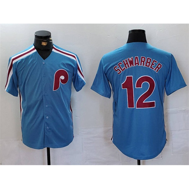 Philadelphia Phillies #12 Kyle Schwarber Blue HOLBERT Cool Base Stitched Jersey