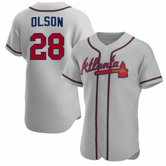 Atlanta Braves #28 Matt Olson Gray HOLBERT Flex Base Stitched Jersey