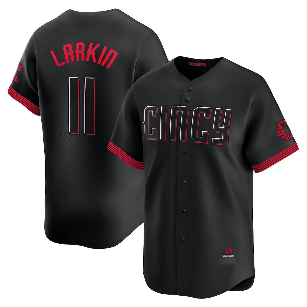 Cincinnati Reds #11 Barry Larkin Black HOLBERT City Connect Limited Player Jersey