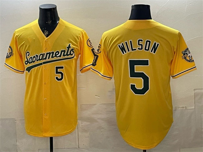 Oakland Athletics #5 Jacob Wilson 2026 Yellow HOLBERT Alternate Sacramento Celebrating 125 Years Vapor Limited Stitched Jersey
