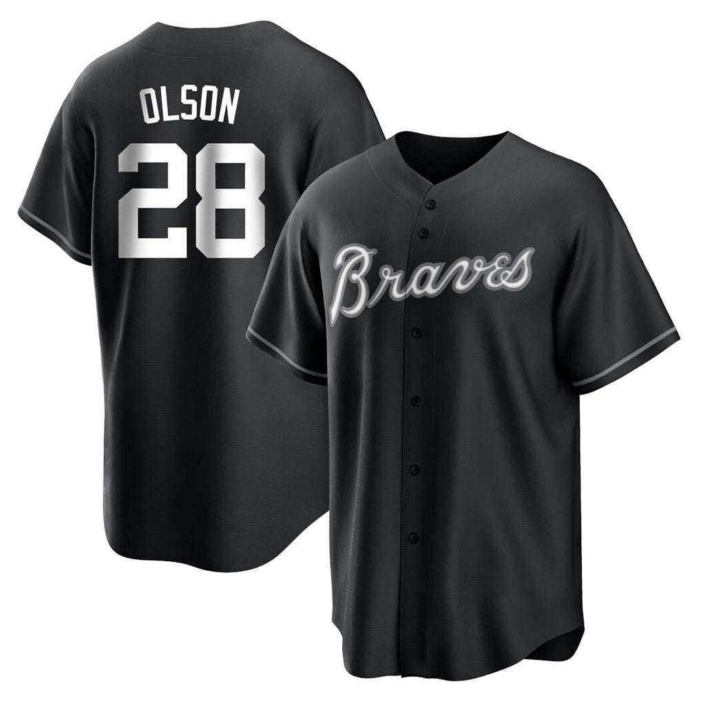 Atlanta Braves #28 Matt Olson Player Black HOLBERT Home Game Stitched Jerseys