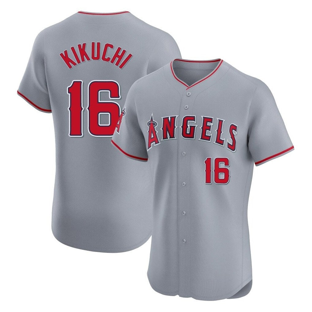 Los Angeles Angels #16 Yusei Kikuchi Player Gray HOLBERT Home Limited Elite Stitched Jerseys