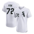 Chicago White Sox #72 Carlton Fisk Player White HOLBERT Stripe Limited Elite Home Stitched Jerseys