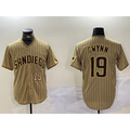 San Diego Padres #19 Tony Gwynn Khaki HOLBERT Team Logo Cool Base Jerseys
