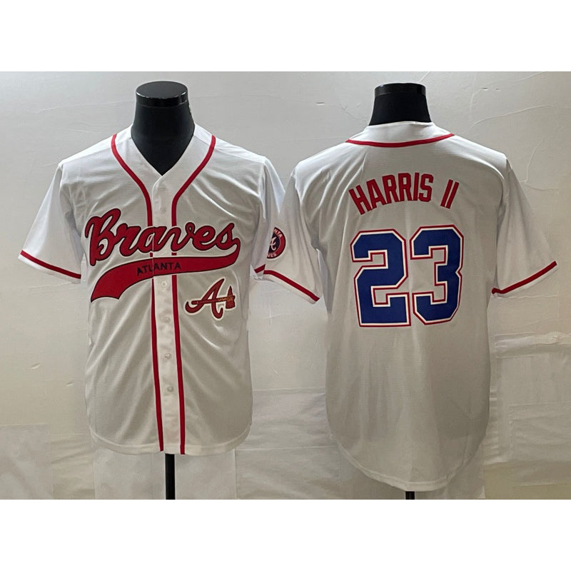Atlanta Braves #23 Michael Harris II White HOLBERT Cool Base With Patch Stitched Jersey