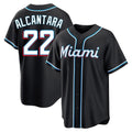 Miami Marlins #22 Sandy Alcantara Player Black HOLBERT Fashion Out Home Game Stitched Jerseys