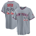 New York Mets #22 Juan Soto USA 250 Fourth of July Road Stadium Jersey - Gray HOLBERT