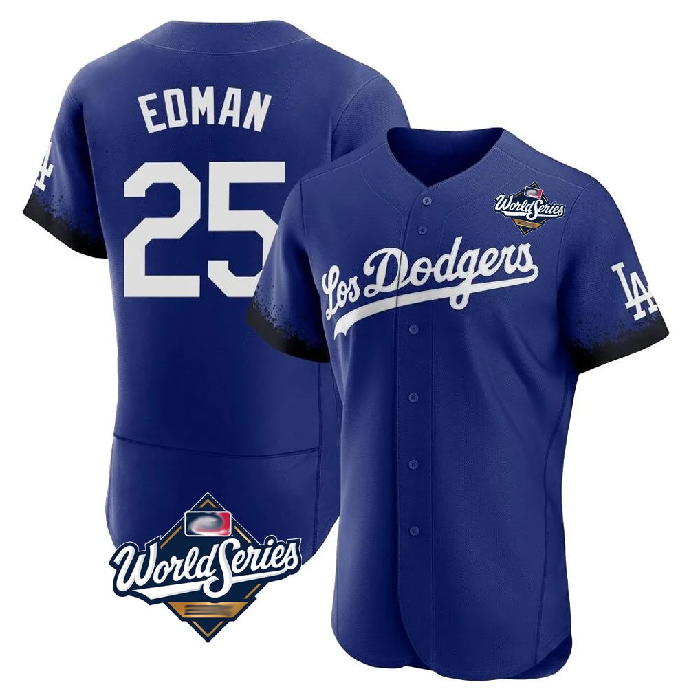 Los Angeles Dodgers #25 Tommy Edman Player Royal HOLBERT World Series City Connect Elite Home Stitched Jerseys