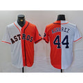 Houston Astros #44 Yordan Alvarez White Orange HOLBERT Split Stitched Jersey