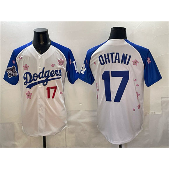 Los Angeles Dodgers #17 Shohei Ohtani White Royal HOLBERT 2025 World Series Champions Patch Tokyo Series Limited Stitched Jersey