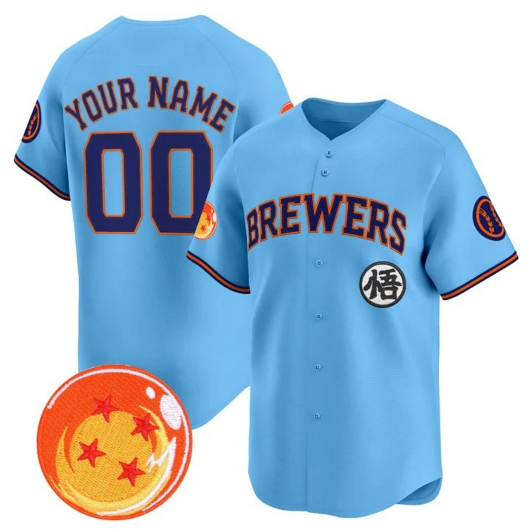 Custom Milwaukee Brewers x Dragon Ball Blue HOLBERT Vapor Premier Limited Jersey - All Stitched