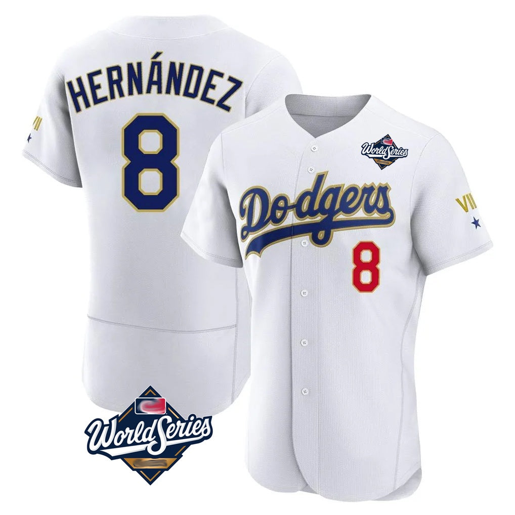 Los Angeles Dodgers #8 Enrique Hern¨¢ndez Player Gold White HOLBERT World Series 2026 Collection Stadium Limited Elite Stitched Jerseys