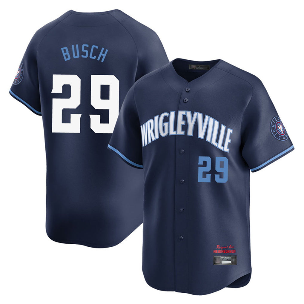 Chicago Cubs #29 Michael Busch Player Navy HOLBERT City Connect Limited Home Stitched Jerseys