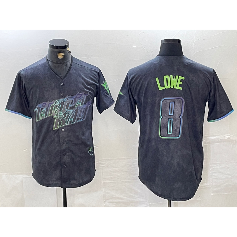 Tampa Bay Rays #8 Brandon Lowe Charcoal HOLBERT 2024 City Connect Limited Cool Base Jersey