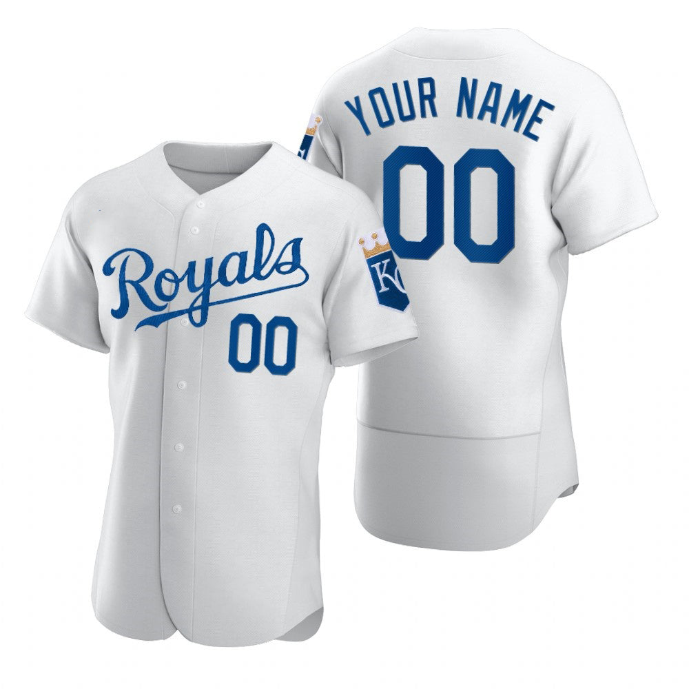 Custom Kansas City Royals White HOLBERT 2020 Stitched Flex Base Jersey