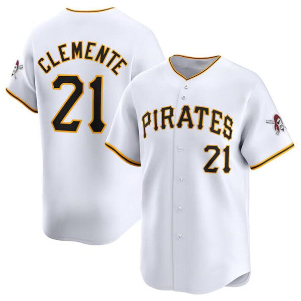 Pittsburgh Pirates #21 Roberto Clemente White HOLBERT Home Limited Stitched Jersey
