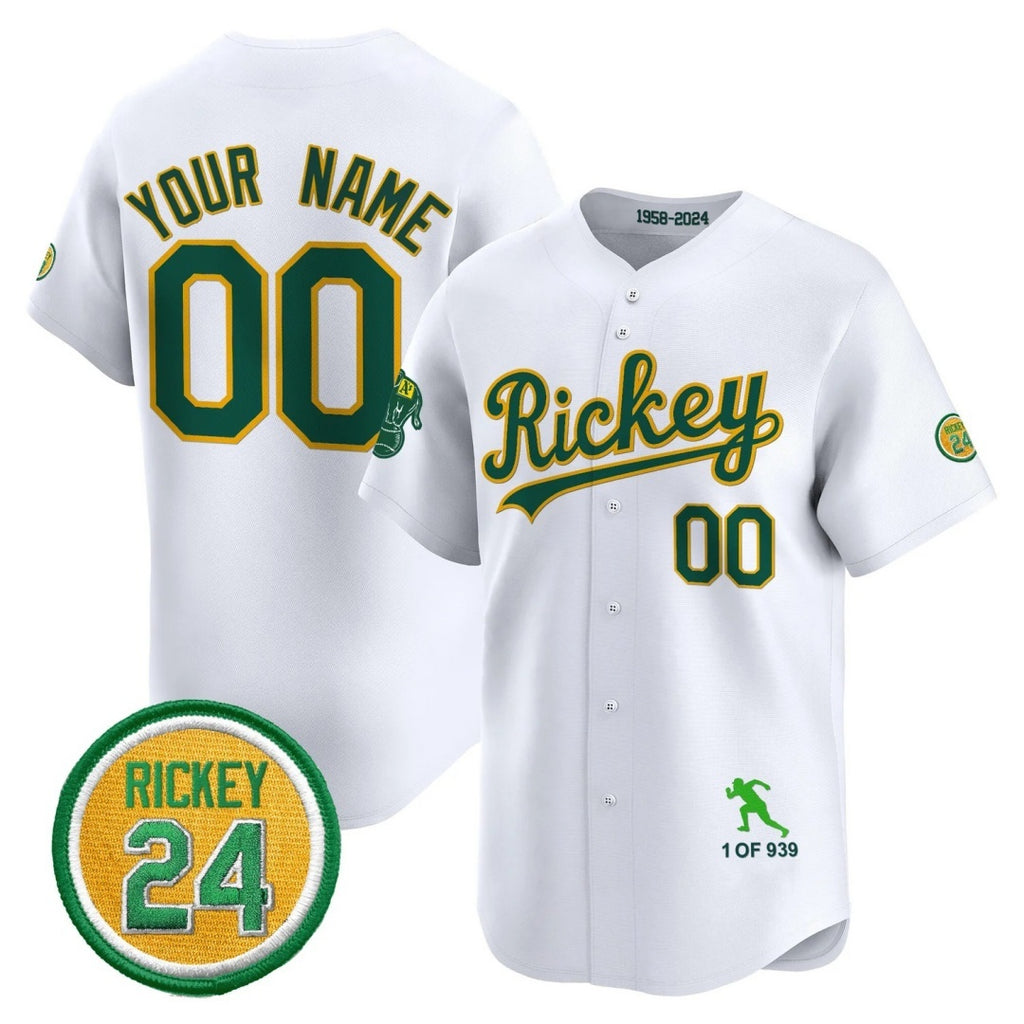 Custom Oakland Athletics White HOLBERT Rickey Tribute style Vapor Premier Limited Jersey - All Stitched