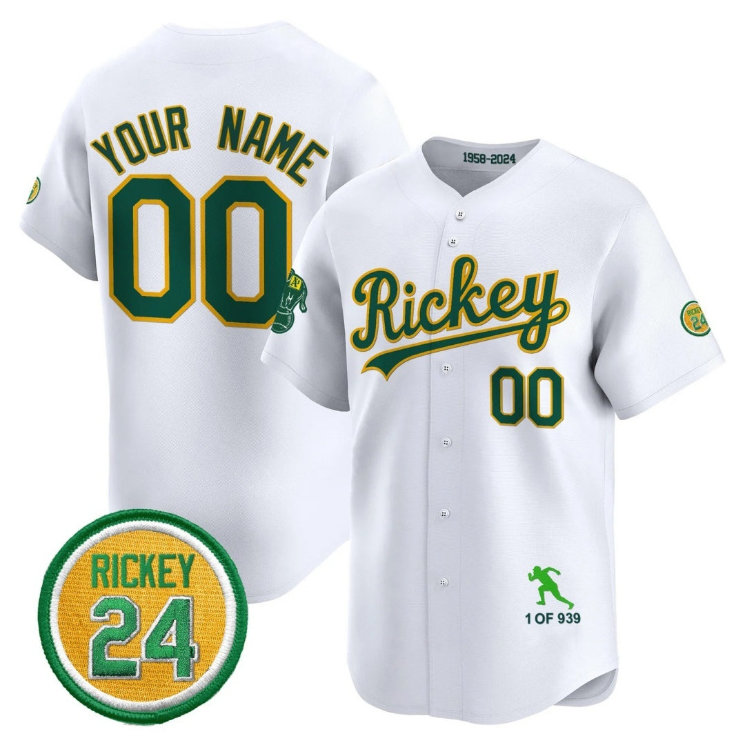 Custom Oakland Athletics White HOLBERT Rickey Tribute style Vapor Premier Limited Jersey - All Stitched