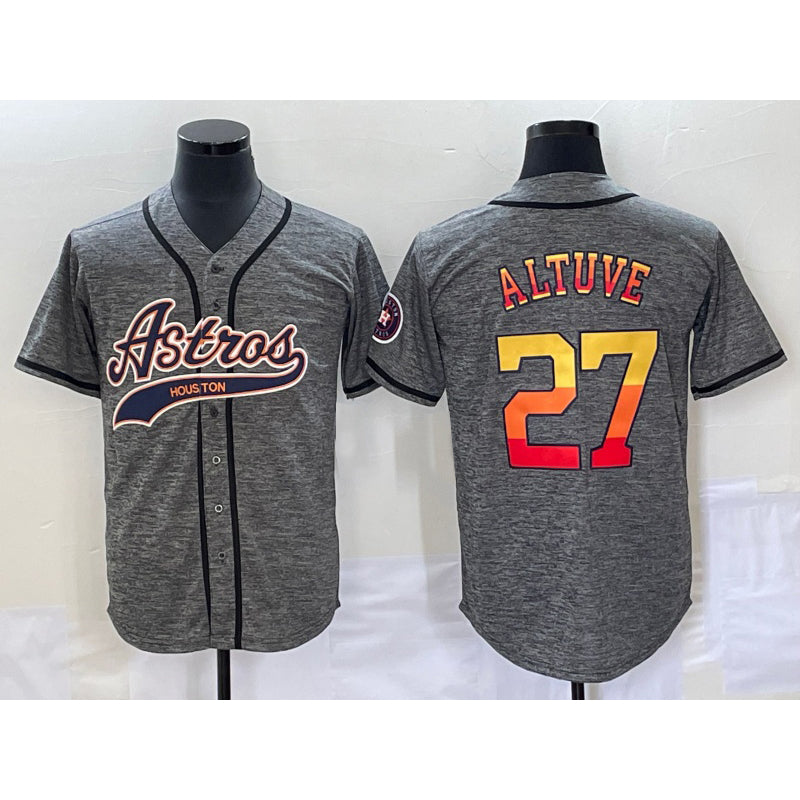 Houston Astros #27 Jose Altuve Grey HOLBERT Gridiron Cool Base Stitched Jersey