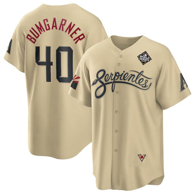 Arizona Diamondbacks #40 Madison Bumgarner Gold HOLBERT 2023 World Series City Connect Cool Base Stitched Jersey