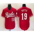 Cincinnati Reds #19 Joey Votto Number Red HOLBERT Cool Base Stitched Jersey