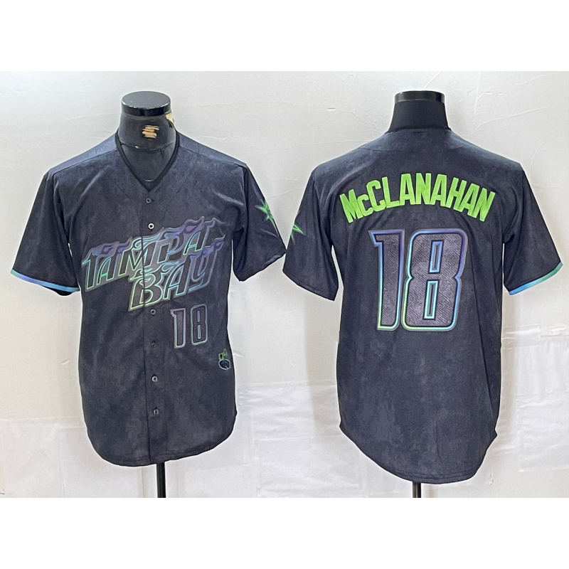 Tampa Bay Rays #18 Shane McClanahan Number Charcoal HOLBERT 2024 City Connect Limited Stitched Jersey 2