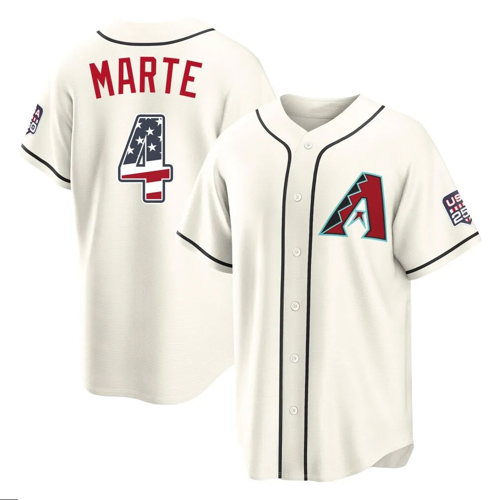 Arizona Diamondbacks #4 Ketel Marte Player Cream HOLBERT USA 250 Fourth of July Home Game Stitched Jerseys