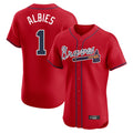 Atlanta Braves #1 Ozzie Albies Player Red HOLBERT Limited Elite Home Game Stitched Jerseys