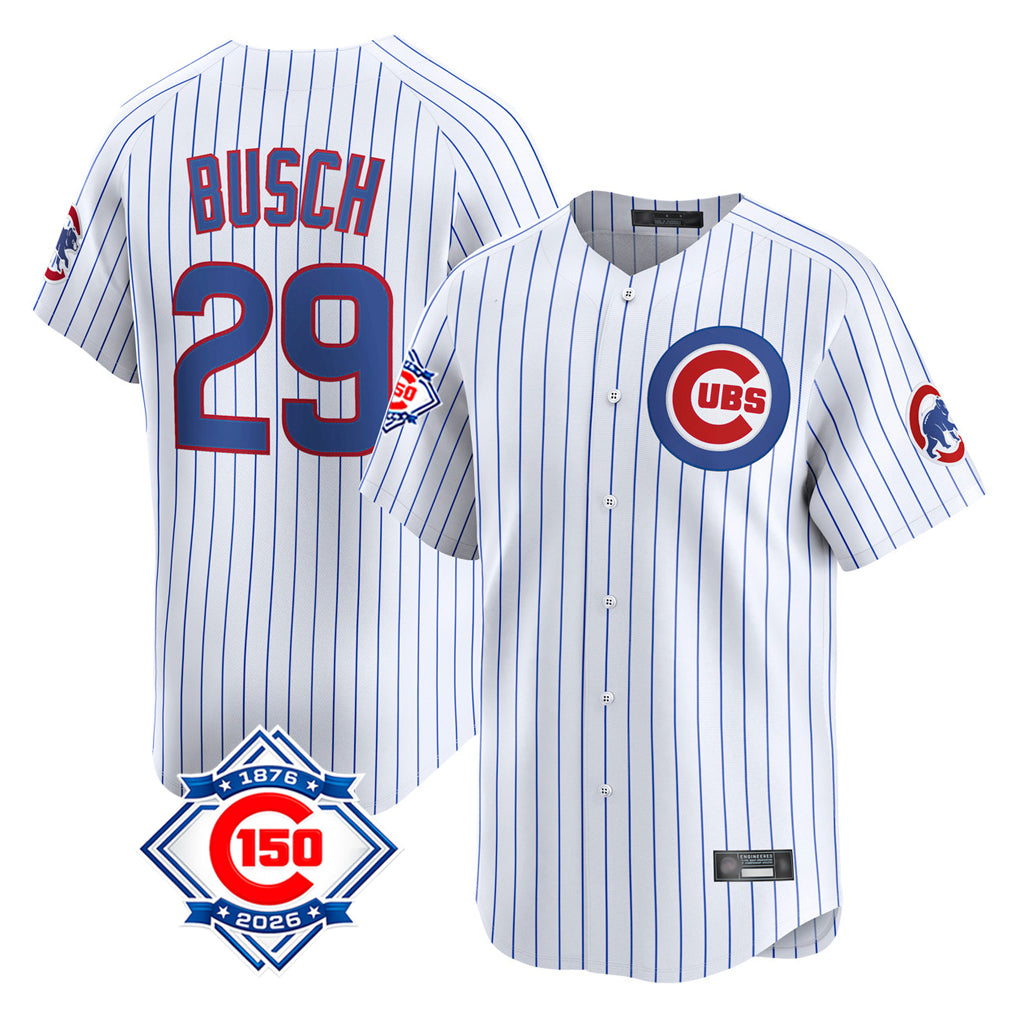 Chicago Cubs #29 Michael Busch Player White HOLBERT 150th Anniversary Limited Home Game Stitched Jerseys