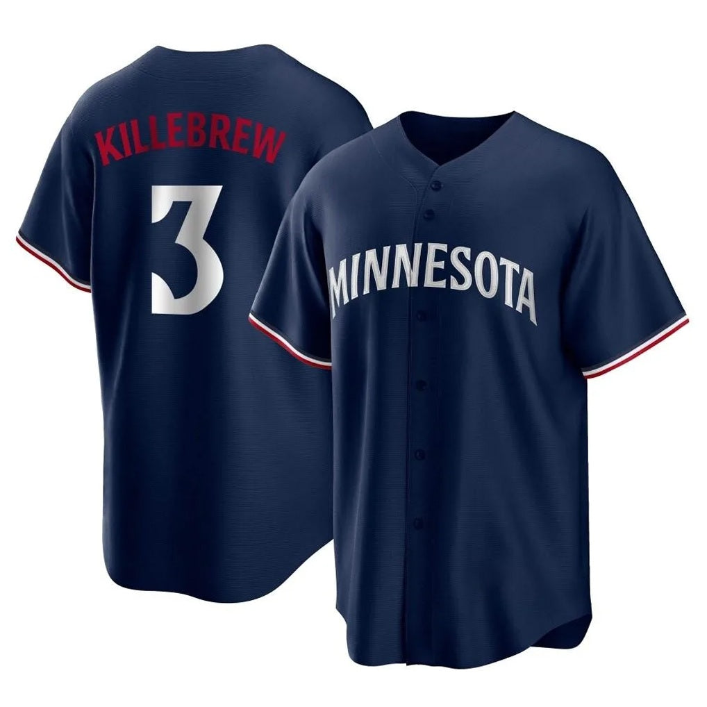 Minnesota Twins #3 Harmon Killebrew Player Navy HOLBERTReplica Alternate Home Stitched Jerseys