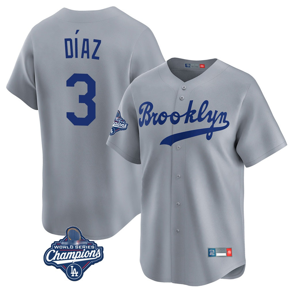 Los Angeles Dodgers #3 Edwin D¨ªaz Player Gray HOLBERT World Series Meet Game Limited Home Stitched Jerseys