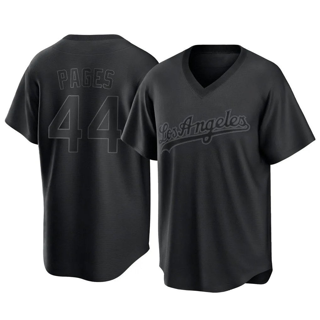 Los Angeles Dodgers #44 Andy Pages Player Black HOLBERT Pitch Fashion T-shirt Stitched Jerseys