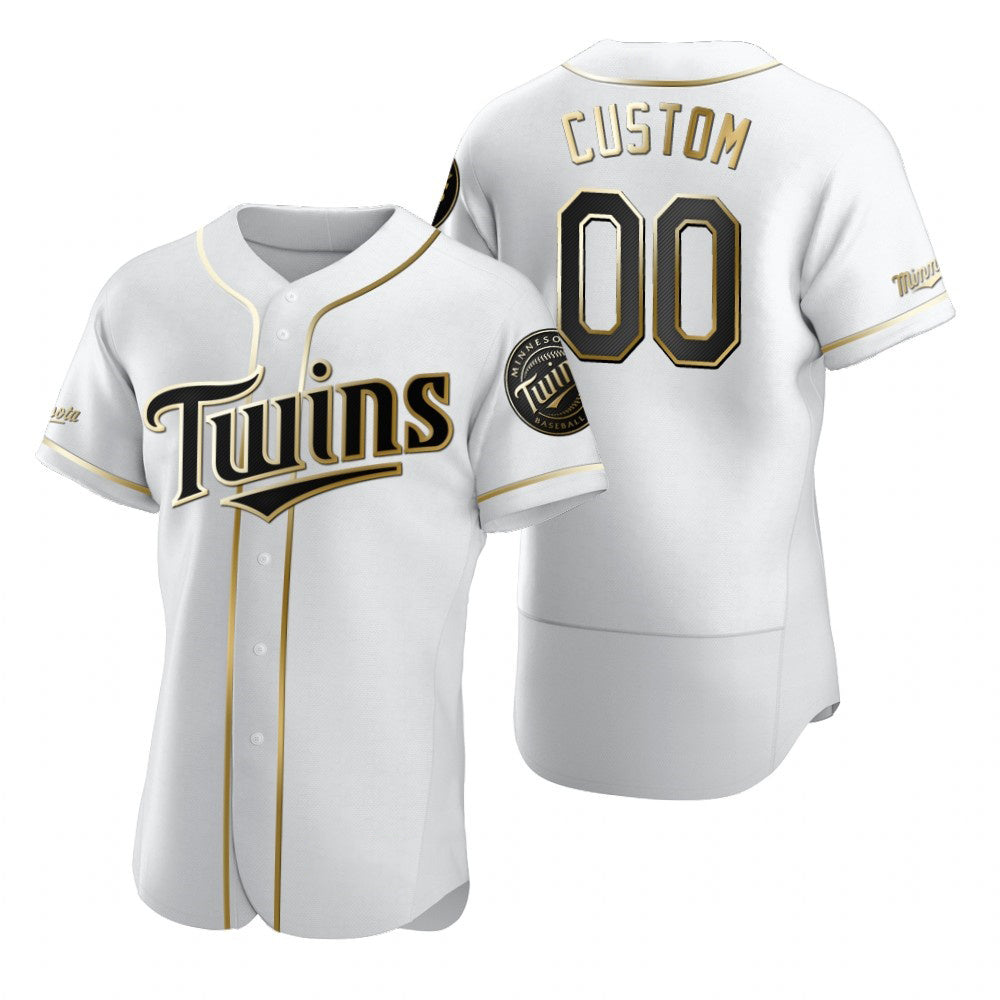Custom Minnesota Twins White HOLBERT Stitched Flex Base Golden Edition Jersey