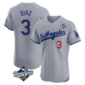Los Angeles Dodgers #3 Edwin D¨ªaz Player Gray HOLBERT World Series Limited Elite Home Stitched Jerseys