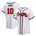 Atlanta Braves #10 Chipper Jones Player White Gold HOLBERT Home Game Stitched Jerseys