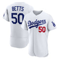 Los Angeles Dodgers #50 Mookie Betts White HOLBERT Home Authentic Jersey
