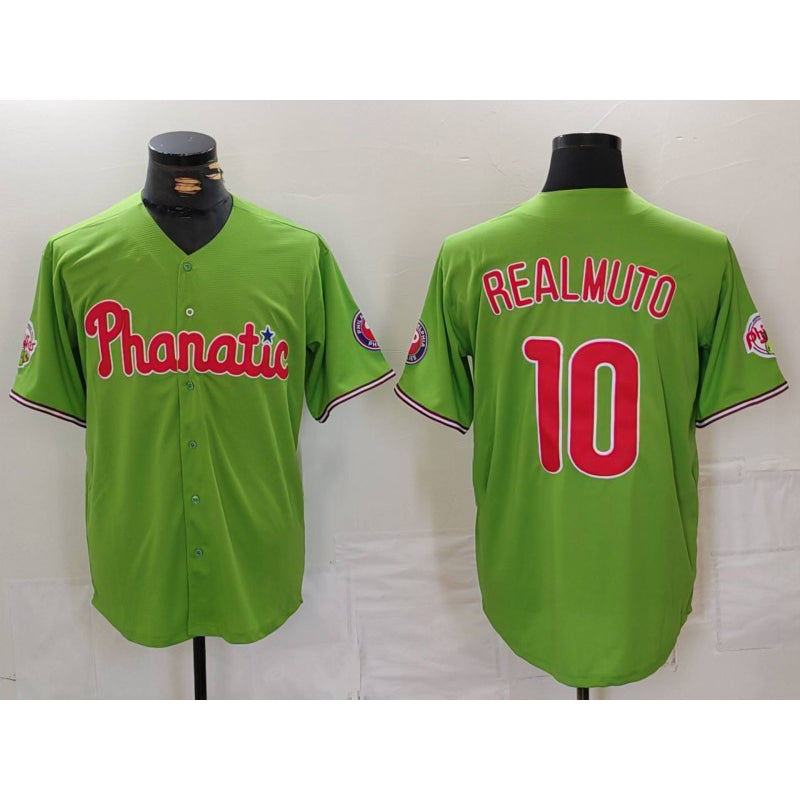 Philadelphia Phillies #10 JT Realmuto Green HOLBERT With Patch Stitched Cool Base Jersey