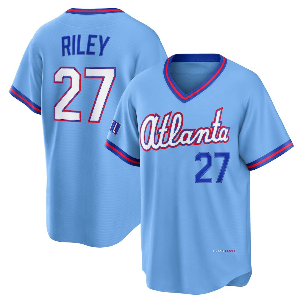 Atlanta Braves #27 Austin Riley Powder Blue HOLBERT 2026 City Connect Stadium Jersey