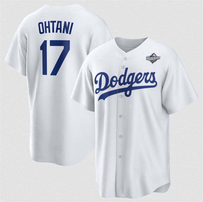Los Angeles Dodgers #17 Shohei Ohtani White HOLBERT 2025 World Series Home Cool Base Stitched Jersey
