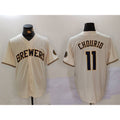 Milwaukee Brewers #11 Jackson Chourio Cream HOLBERT Stitched Cool Base Jersey 2