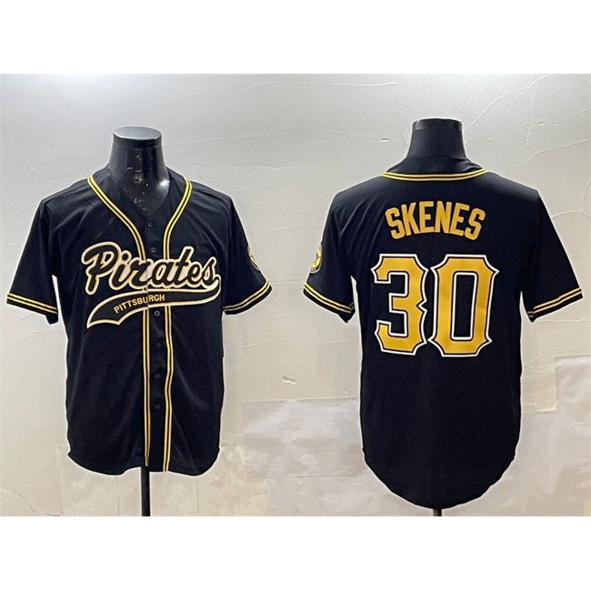 Pittsburgh Pirates #30 Paul Skenes Black HOLBERT Cool Base Stitched Jersey