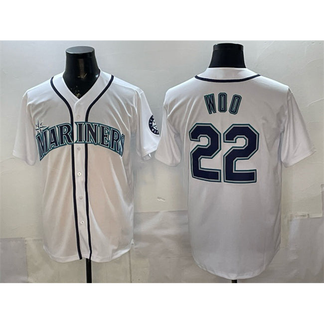 Seattle Mariners #22 Bryan Woo White HOLBERT Cool Base Stitched Jersey