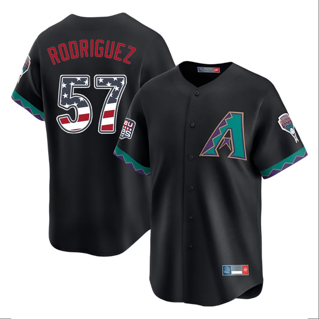Arizona Diamondbacks #57 Eduardo Rodriguez Player Black HOLBERT USA 250 Fourth of July Home Game Stitched Jerseys