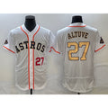 Houston Astros #27 Jose Altuve Number 2023 White HOLBERT Gold World Serise Champions Patch Flex Base Stitched Jersey