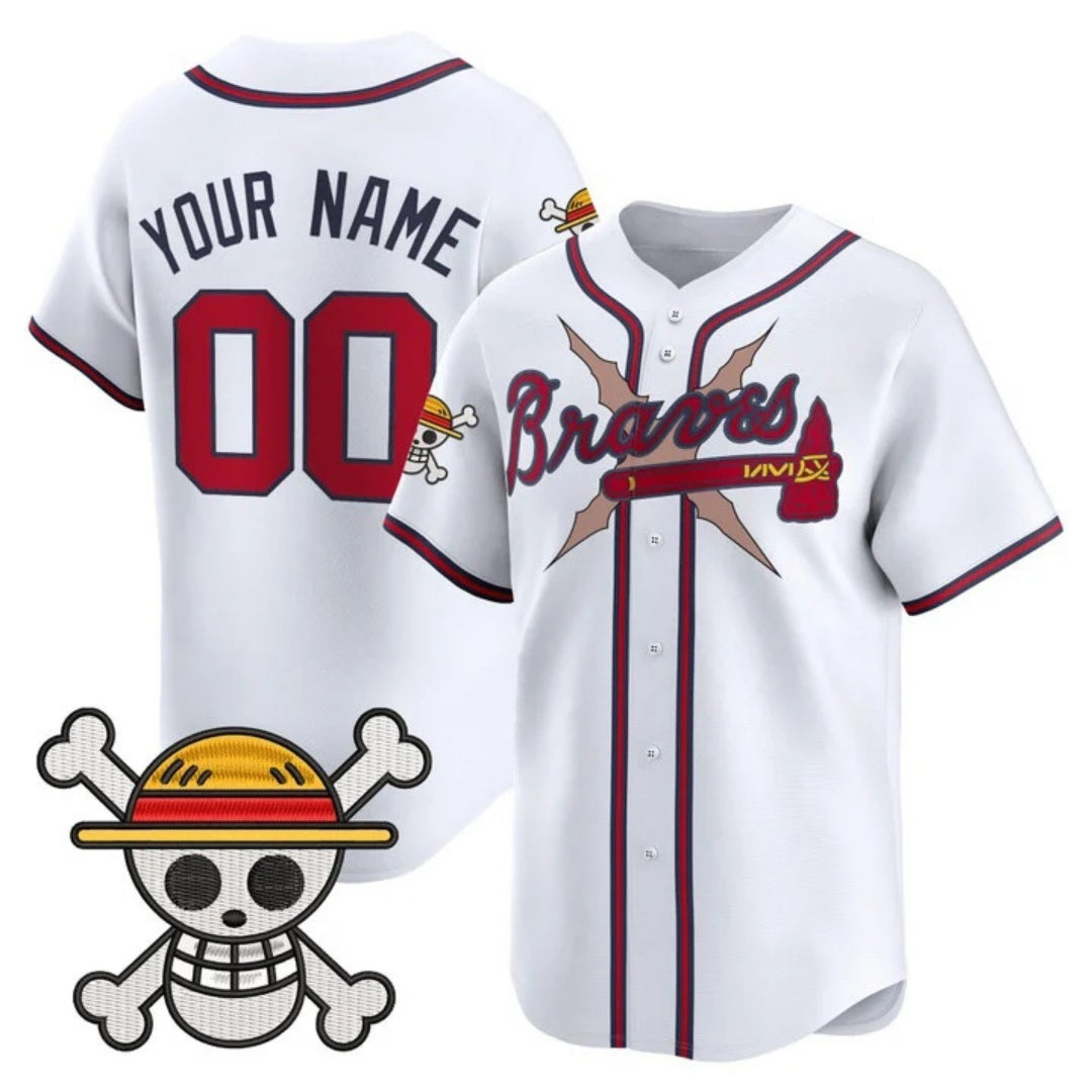 Custom Atlanta Braves x One Piece White HOLBERT Vapor Premier Limited Jersey - Stitched