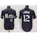 New York Mets #12 Francisco Lindor Black HOLBERT 'Gotham Gothic Edition' Vapor Premier Limited Stitched Jersey