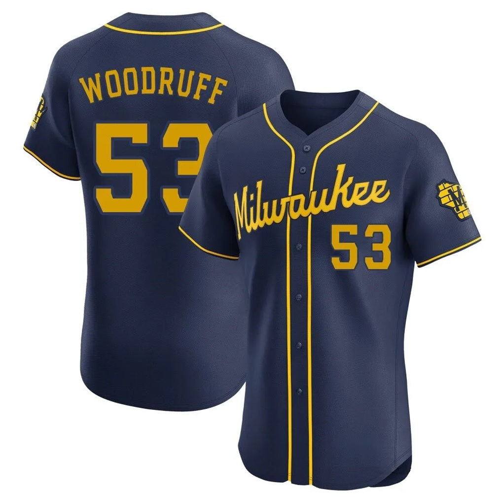 Milwaukee Brewers #53 Brandon Woodruff Player Navy HOLBERT Home Limited Elite Stitched Jerseys