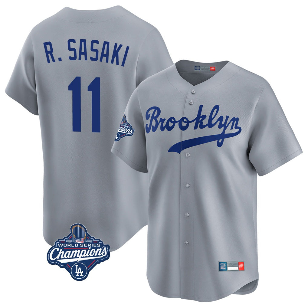 Los Angeles Dodgers #11 Roki Sasaki Player Gray HOLBERT World Series Meet Game Limited Home Stitched Jerseys