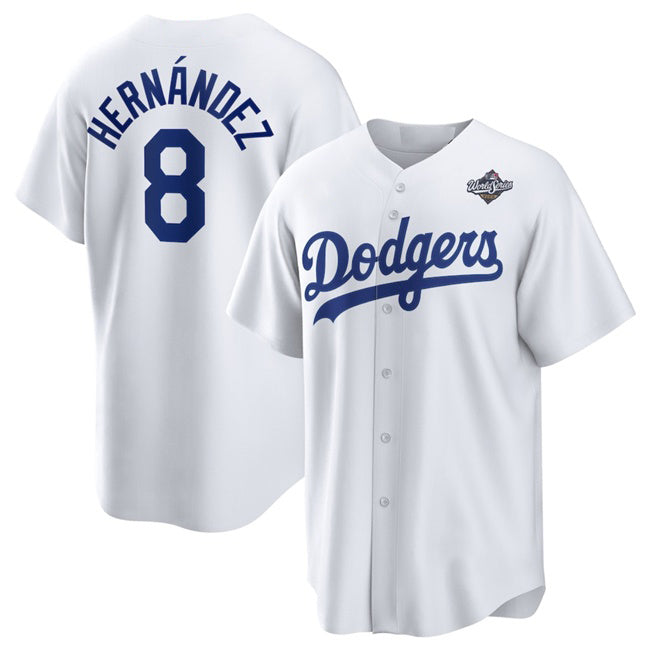Los Angeles Dodgers #8 Enrique Hernandez White HOLBERT 2025 World Series Home Cool Base Stitched Jersey